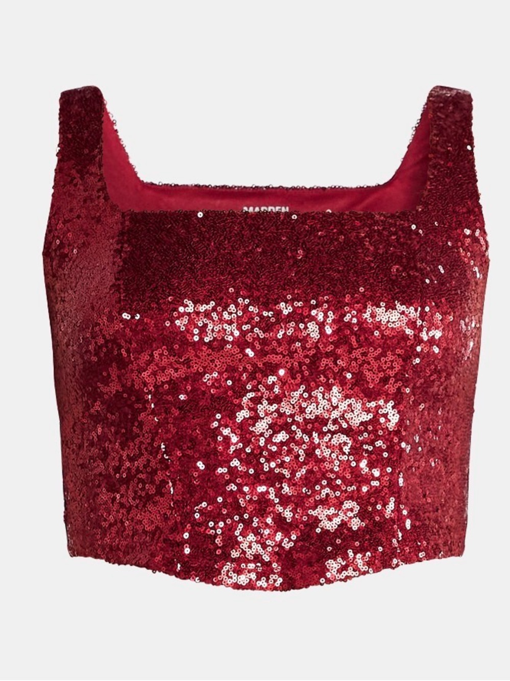 NWT Madden NYC Sz L Sequin Square-Neck Crop Top in Red by Maje